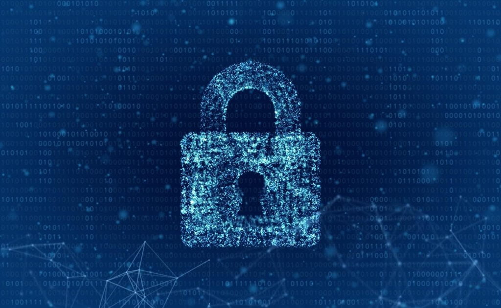 cyber security lock blue
