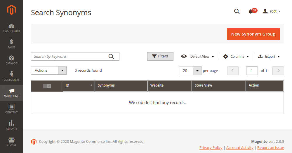 Create New Synonym Group Magento