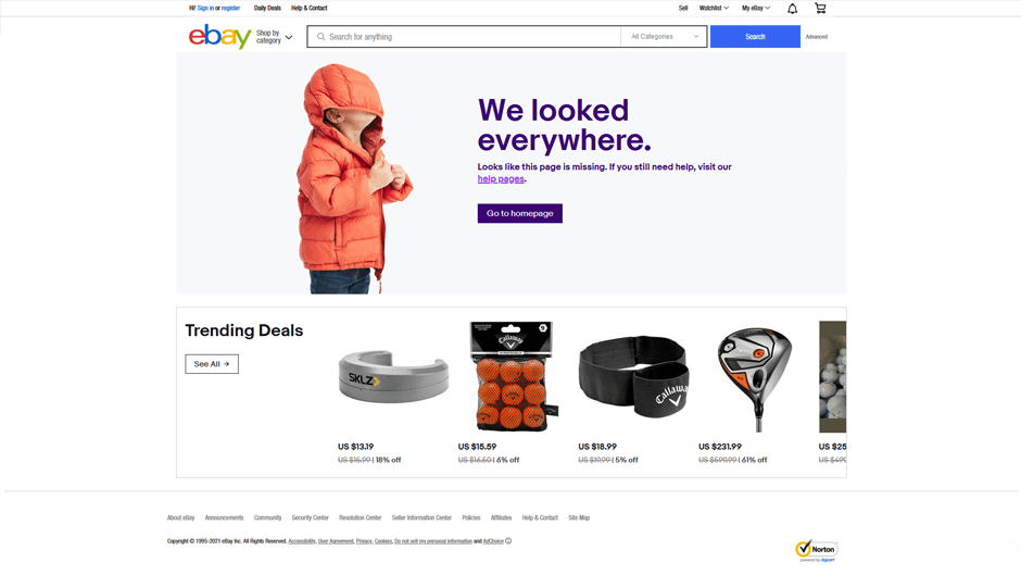 Ebay 404 Page