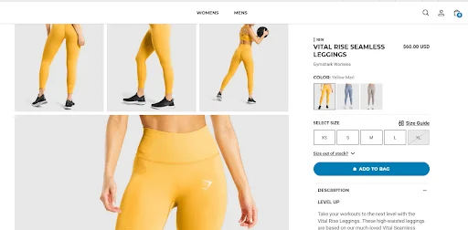 Gymshark Site Screenshot