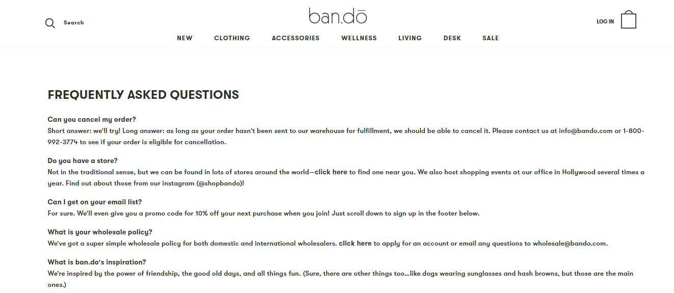 Bando Faq Page