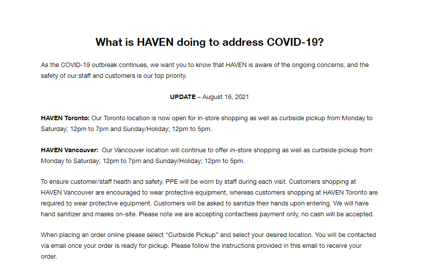 Haven Faq Page