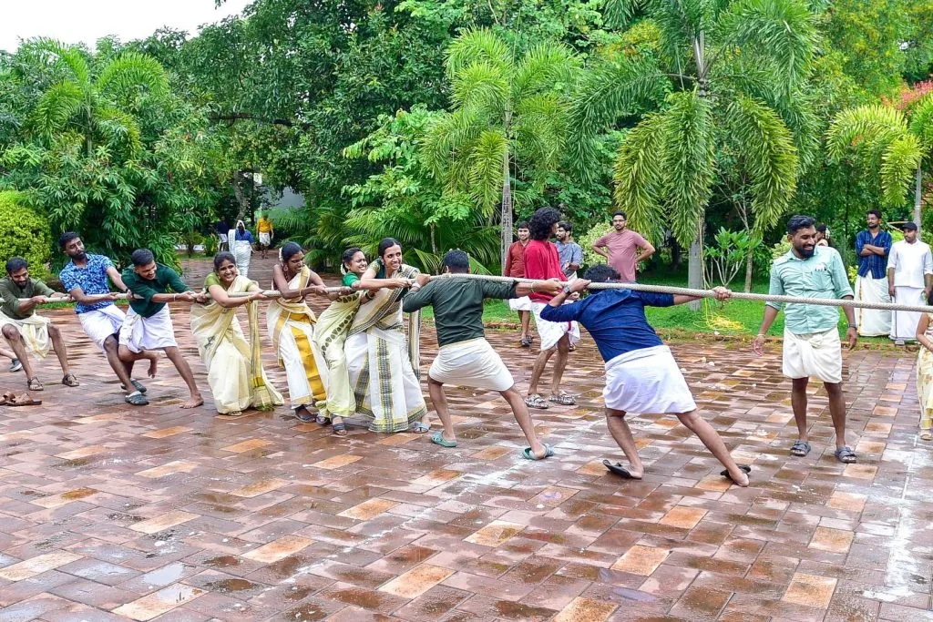 A Glimpse into the thrilling and competitive "Vadam Vali (Thug of War)" competition during Onam Celebration 2023